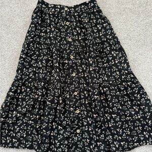 Rylee + Cru Black Floral A-Line Skirt